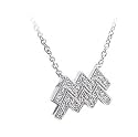 925 Sterling Silver Cubic Zirconia Necklace with Aquarius Horoscope Zodiac Pendant 16 - 18 Inch