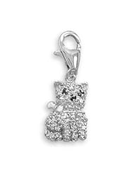 Rhodium Plated CZ Kitten Charm