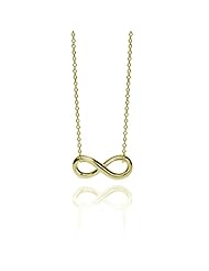 14K Gold Plated Infinity Design Sterling Silver Necklace Diameter 20mm*8.5mm Chain Adjustable 16"-18"