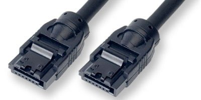 19 inches Super Fast SATA III 6 Gbit/s Round Cable with Latch, Black