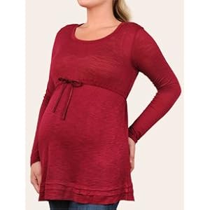 Motherhood Maternity: Long Sleeve Scoop Neck Bow Detail Maternity Shirt