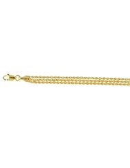 10K Yellow Gold 7.25" 1.65mm 3 Strand Rope Chain Ladies Fancy Bracelet With Lobster Clasp