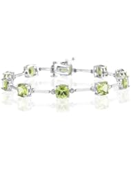 0.02 Cts Diamond & 10.53 Cts Peridot Bracelet in 14K White Gold