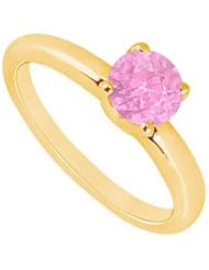 Pink Sapphire Ring 14K Yellow Gold - 1.00 CT TGW