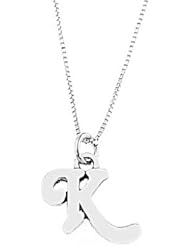 Sterling Silver One Sided Initial Letter K Necklace