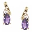 10KT Yellow Gold Stud Earrings w/ Amethyst & Diamond