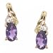10KT Yellow Gold Stud Earrings w/ Amethyst & Diamond