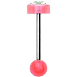 Pink Acrylic Hemp Leaf Logo Barbell Tongue Ring