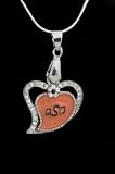 Heart Pendant Charm Medal with 18 Sterling Silver Chain OSU Oklahoma State Univesity Cowboy Orange