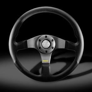 Momo Tuner Black Leather and Silver Steering Wheel