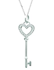 Sterling silver 0.095ct TDW Diamond Heart Key Pendant (H-I, I1-I2)