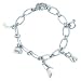 Sterling Silver Charm Bracelet with Heart Toggle Clasp (7-1/2