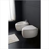 Moai Wall Mount Toilet with Seat and Cover in White
