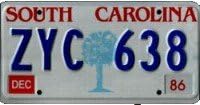 South Carolina Old Palm License Plate