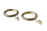 Antique Brass 7-Piece Drapery Clip Ring Set with Beaded Accent