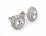 925 Sterling Silver Round Cubic Zirconia Earrings - Sale!