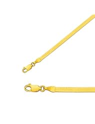 20" 14K Yellow Gold 3.0mm (1/8") Polished Diamond Cut Imperial Herringbone Chain w/ Lobster Clasp