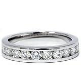 1.00CT Round Brilliant Cut Channel Set 14k White Gold Diamond Anniversary Stackable Wedding Ring Womens Band Color  Size 6 Resizable