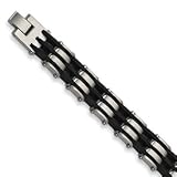 Stainless Steel Black Rubber Bracelet SRB206-9.25
