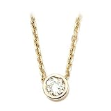 14K Yellow/White Gold 1/3 ct. Diamond Bezel Set Solitaire Pendant with Chain