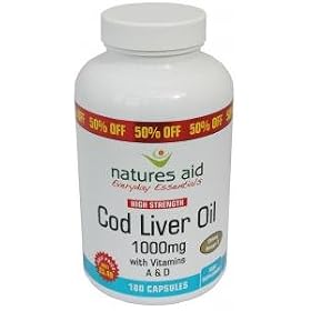 Natures Aid Cod Liver Oil High Strength (180 Capsules, 1000mg)