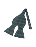 Forzieri Green & Blue Plaid Printed Silk Self-tie Bowtie