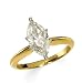 Gorgeous! Women's Polished 14k Yellow-gold-White-gold Moissanite Marquise 08.00 X 04.00MM=1/2 CT Solitaire Engagement Ring
