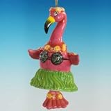 2 Tropical FLAMINGO Christmas Tree BELL ORNAMENTS