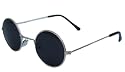 John Lennon Style Sun Glasses Shades - Silver / Black w/ Micro Case