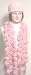 Two Strand Luxurious Pink Color Rabbit Fur Scarf for Women and Teens Offered in Combination with Hand Crocheted Pink Chenille and Gimp Tweed Skull Cap