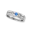 3 Diamond Men's Ring 1/3 ct. Bezel Set in 14K White Gold with Blue Center Diamond