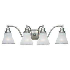 Sea Gull Lighting 40012-773 Alexandria Four-Light Vanity, Two-Tone Nickel Finish with Clear Highlighted Satin Etched Glass
