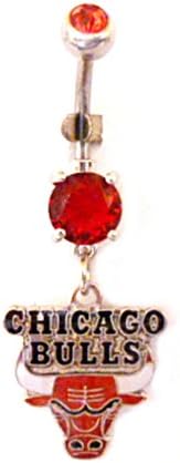 Chicago Bulls NBA Basketball Sports Dangle Belly Ring Body Jewelry