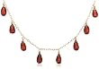 14k Yellow Gold, January Birthstone, Garnet Briolette Station Necklace, 16"