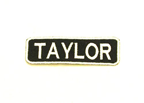 IND STURGIS Taylor White on Black Iron on Name Badge Patch for Biker Vest NB257