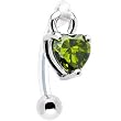 Olive Cubic Zirconia Heart Bioplast Intimate Piercing