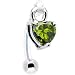 Olive Cubic Zirconia Heart Bioplast Intimate Piercing