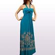 New Sexy Unique Long Halter BLue Silver Print Dress