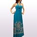 New Sexy Unique Long Halter BLue Silver Print Dress