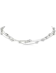 Sterling Silver Triple Strand Silver Beaded Necklace, 16"