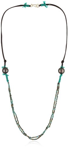 Renee Garvey Persian Turquoise, Tahitian Pearl, and 10k Gold Necklace