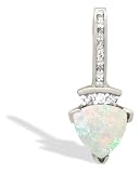 14K White Gold Genuine Trillion Opal and Diamond Pendant