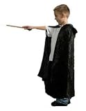 Child's Long Black Dress-Up Sorcerers Cape - Size Large/XL (ages 5-9)