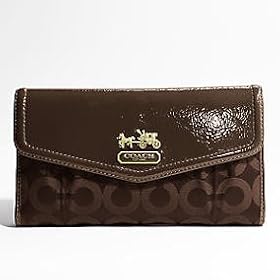 NEW AUTHENTIC COACH MADISON OP ART SIGNATURE CHECKBOOK WALLET (Dark Mahogany)
