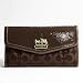 NEW AUTHENTIC COACH MADISON OP ART SIGNATURE CHECKBOOK WALLET (Dark Mahogany)