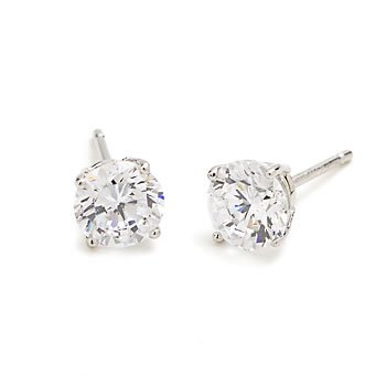 1.0 Ct. T.W. Round Cubic Zirconia Stud Earrings In 14kt White Gold