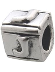 Zable(tm) Sterling Silver Block J-Letter Bead / Charm