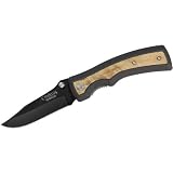 Camillus Slick Carbonitride Titanium Folding Knife with Burlwood Insert Panels, Black/Wood, 3-Inch