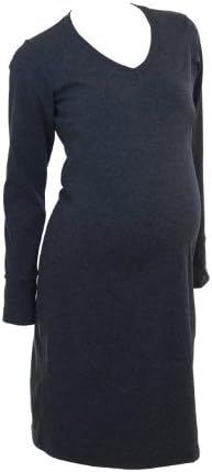 Mountain Mama Women's Isabelle Maternity Midi Dress, Heathered Charcoal, XX-Large