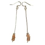 Sunstone Earrings 01 Dangle Crystal Red Sheen Iridescent Silver Solar Chakra Healing Gemstone 2.5